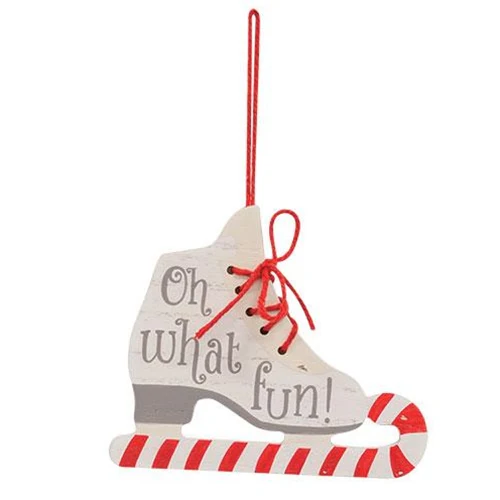 ๐ Oh What Fun Ice Skate Wood Ornament