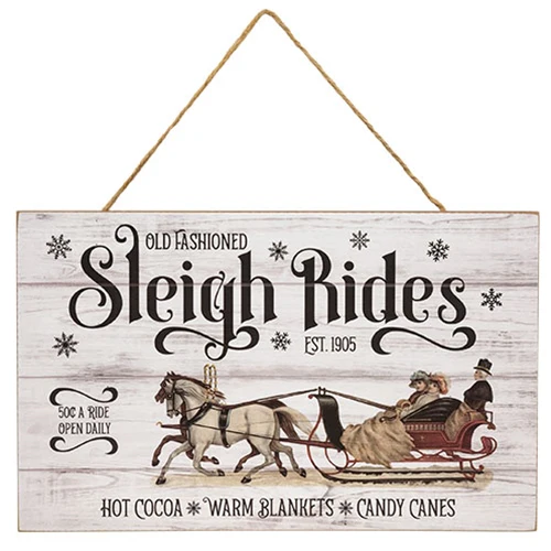 💙 Old Fashioned Sleigh Rides Barnwood Look Sign