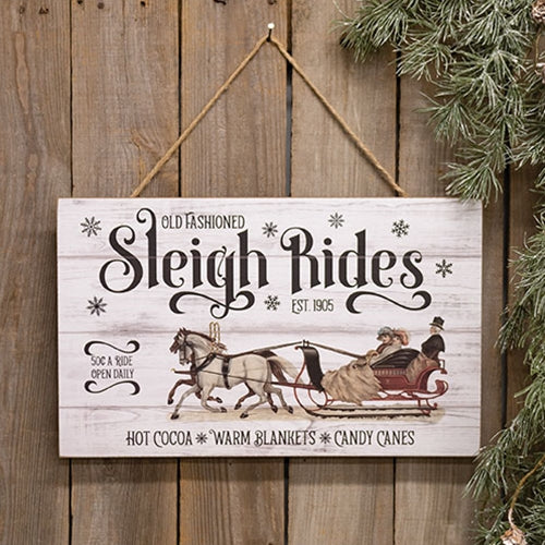 💙 Old Fashioned Sleigh Rides Barnwood Look Sign - Image 2