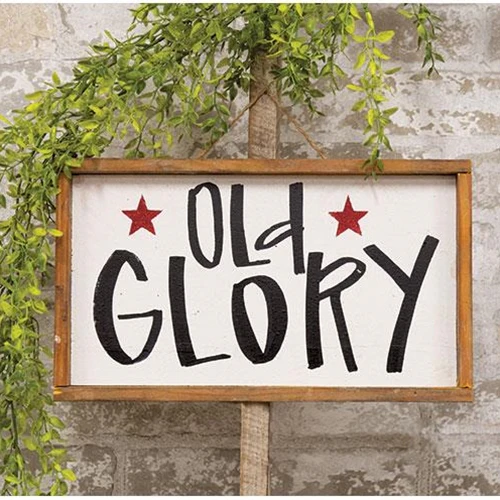 Old Glory Primitive Wood Framed Hanging Sign
