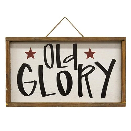 Old Glory Primitive Wood Framed Hanging Sign - Image 2
