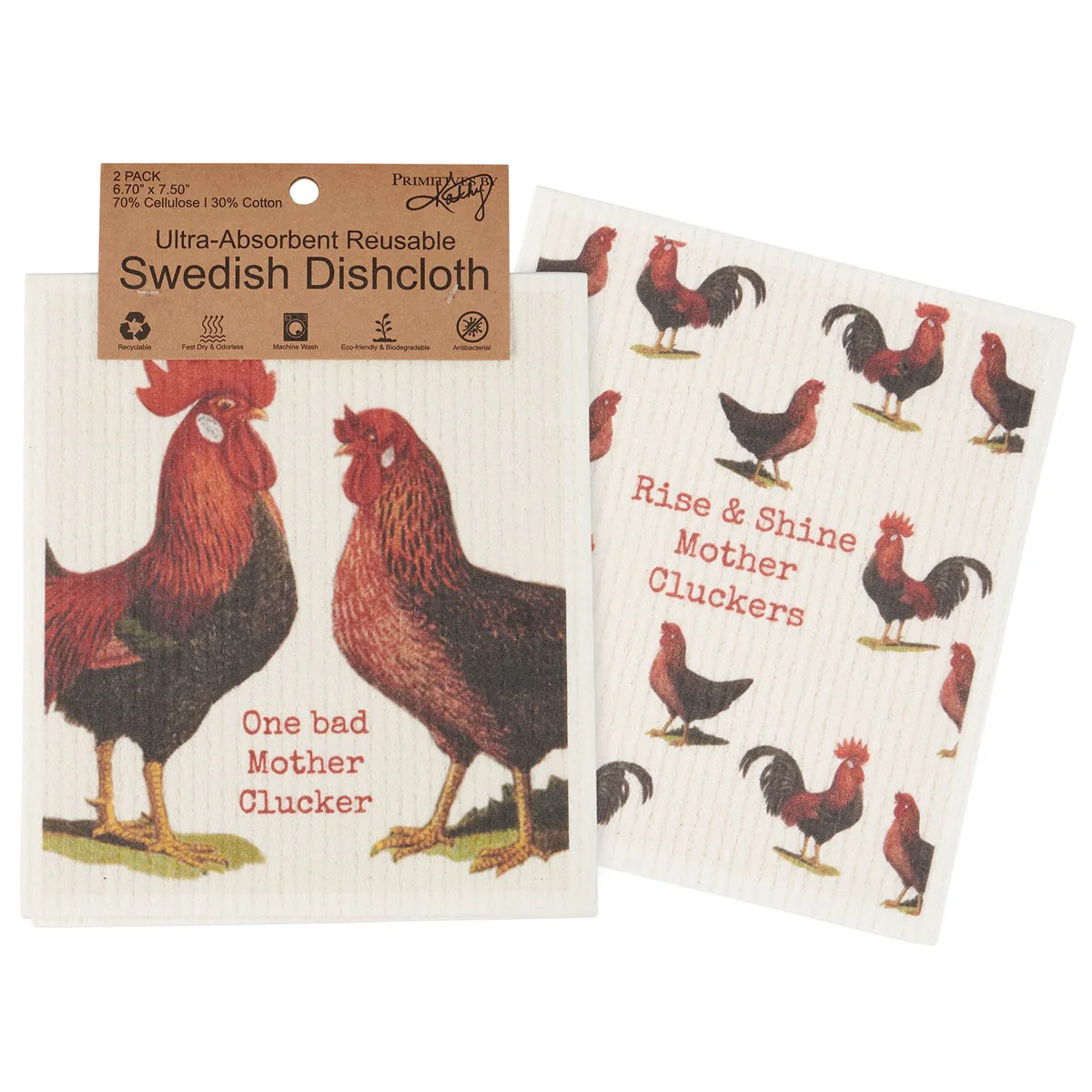 One Bad Mother Clucker Chickens Swedish Dishcloth Set