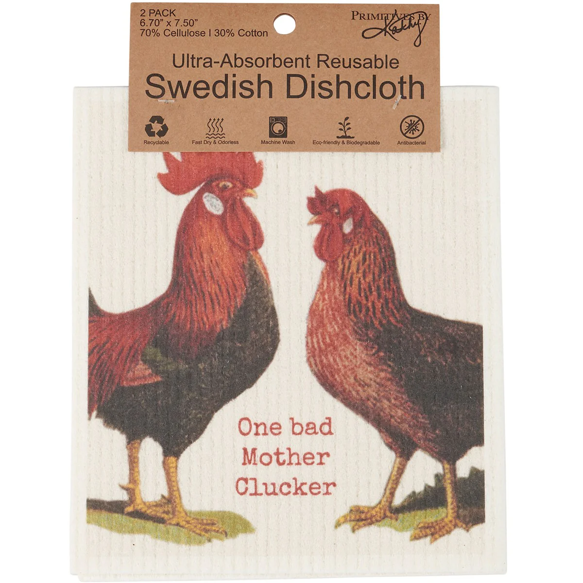 One Bad Mother Clucker Chickens Swedish Dishcloth Set - Image 3