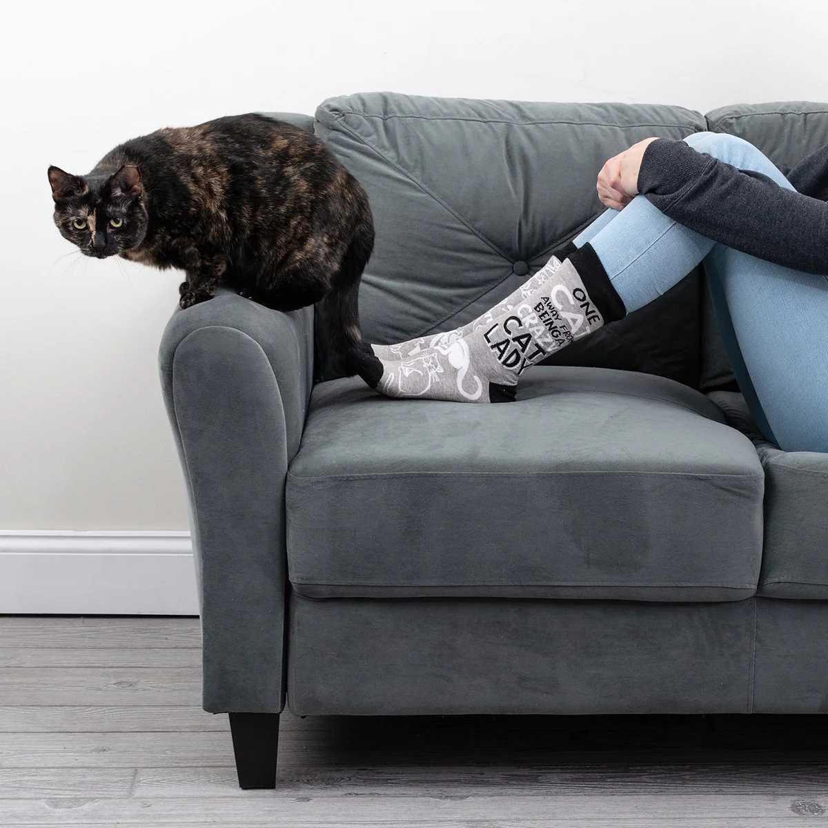 One Cat Away From Being a Crazy Cat Lady Fun Socks - Image 2