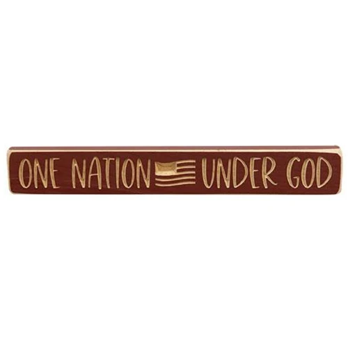 💙 One Nation Under God with Flag 12" Engraved Wooden Block - Image 2