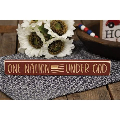 💙 One Nation Under God with Flag 12" Engraved Wooden Block - Image 3