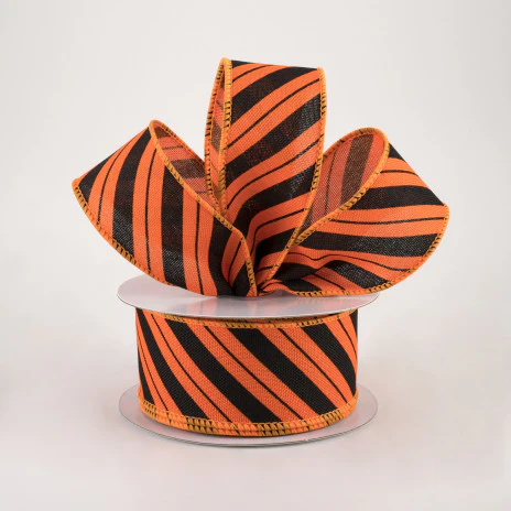 Orange and Black Striped Ribbon 1.5" x 10 yards