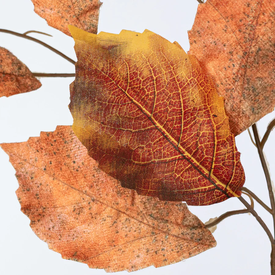 Orange Birch Leaves 21" Faux Foliage Spray - Image 2
