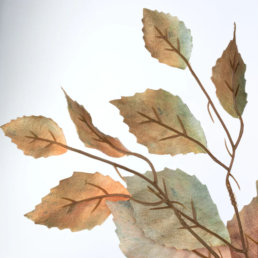 Orange Birch Leaves 21" Faux Foliage Spray - Image 4