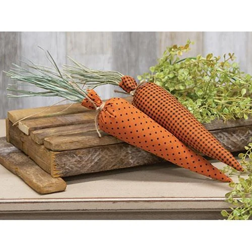 Orange & Black Polka Dot & Buffalo Check Carrots Set of 2 - Image 4