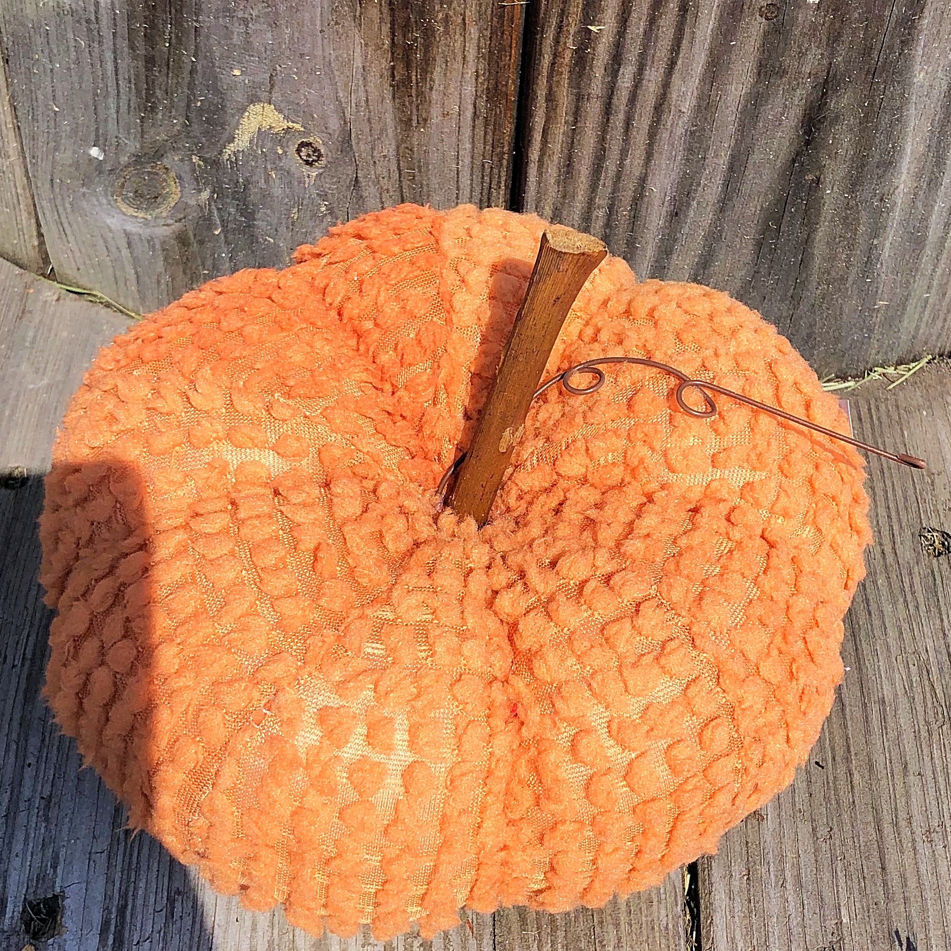 Orange Bumpy Fabric 5" H Pumpkin - Image 2