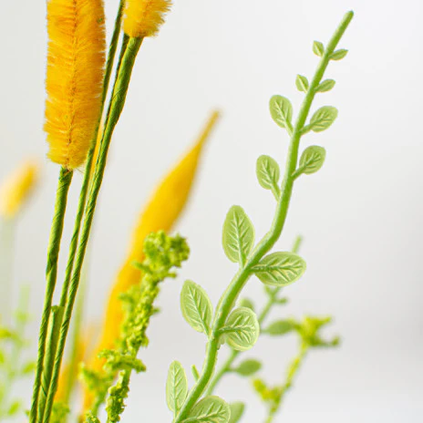 Orange Bunny Tail & Leaves 24" Faux Bush - Image 3