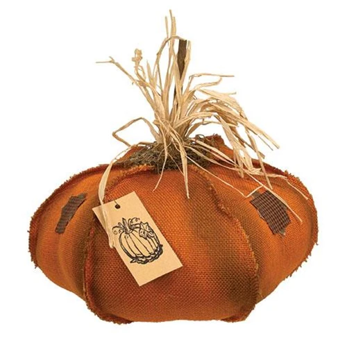 Orange Burlap Patches 15" Pumpkin - Image 2