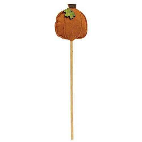 Orange Felt Pumpkin 11" Pick