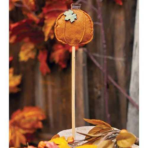 Orange Felt Pumpkin 11" Pick - Image 2
