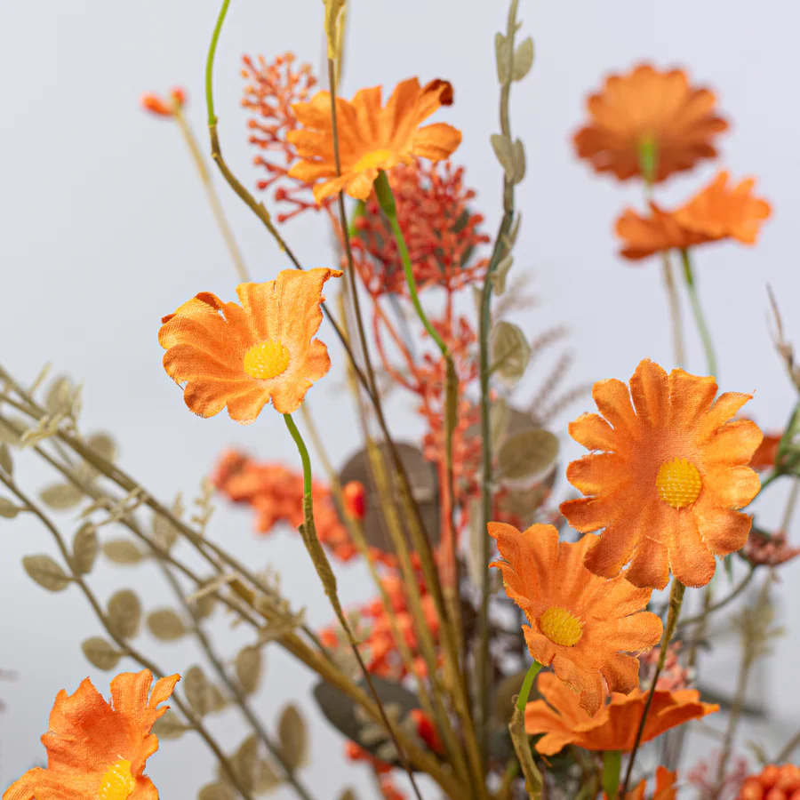 Orange Flower Mixed Fall Filler 24" Faux Floral Spray - Image 2