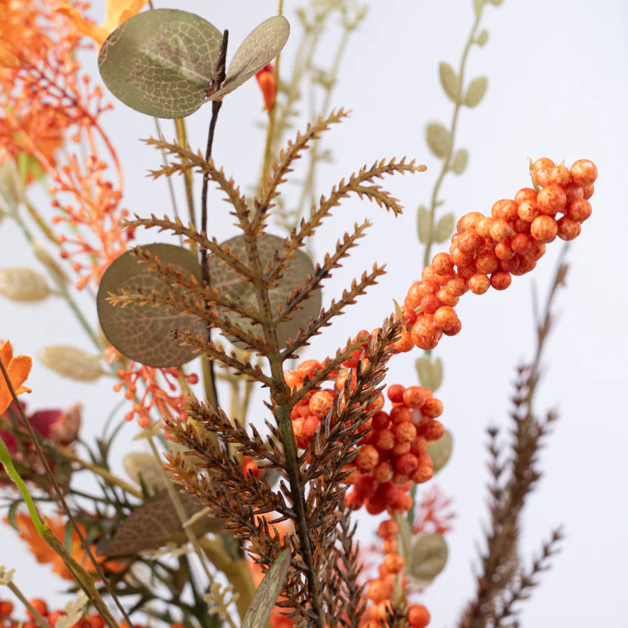 Orange Flower Mixed Fall Filler 24" Faux Floral Spray - Image 3