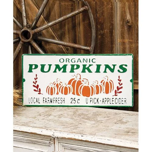 ๐ Organic Pumpkins Distressed Metal Sign - Image 2
