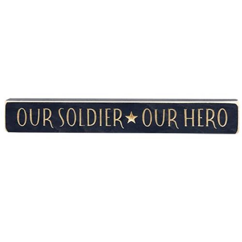 Our Soldier Our Hero 12" Engraved Wooden Block - Image 2