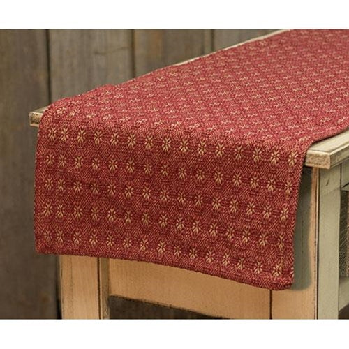 Packsville Rose 34" Long Runner - Cranberry & Tan Diamond Pattern