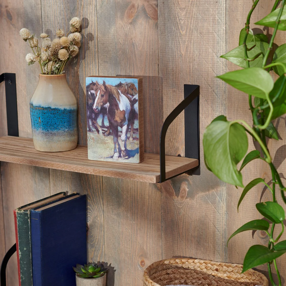 💙 Painted Horse 6" Western Wooden Block Sign - Image 2
