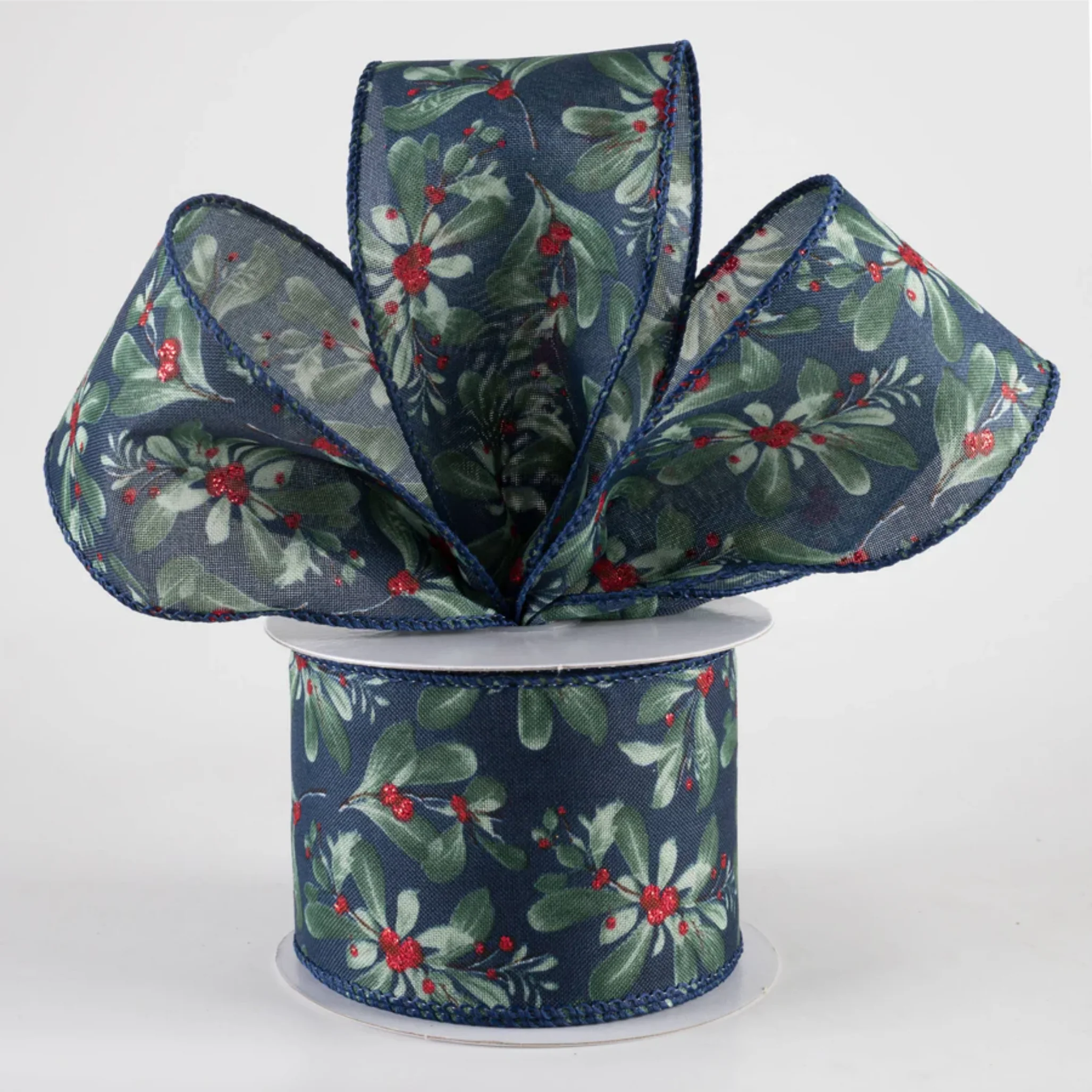 ๐ Painted Mistletoe Navy Ribbon: Navy 2.5" x 10 yards