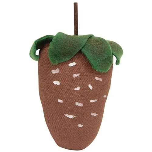 Painted Strawberry Rustic Fabric Decorative Fruit 4" H