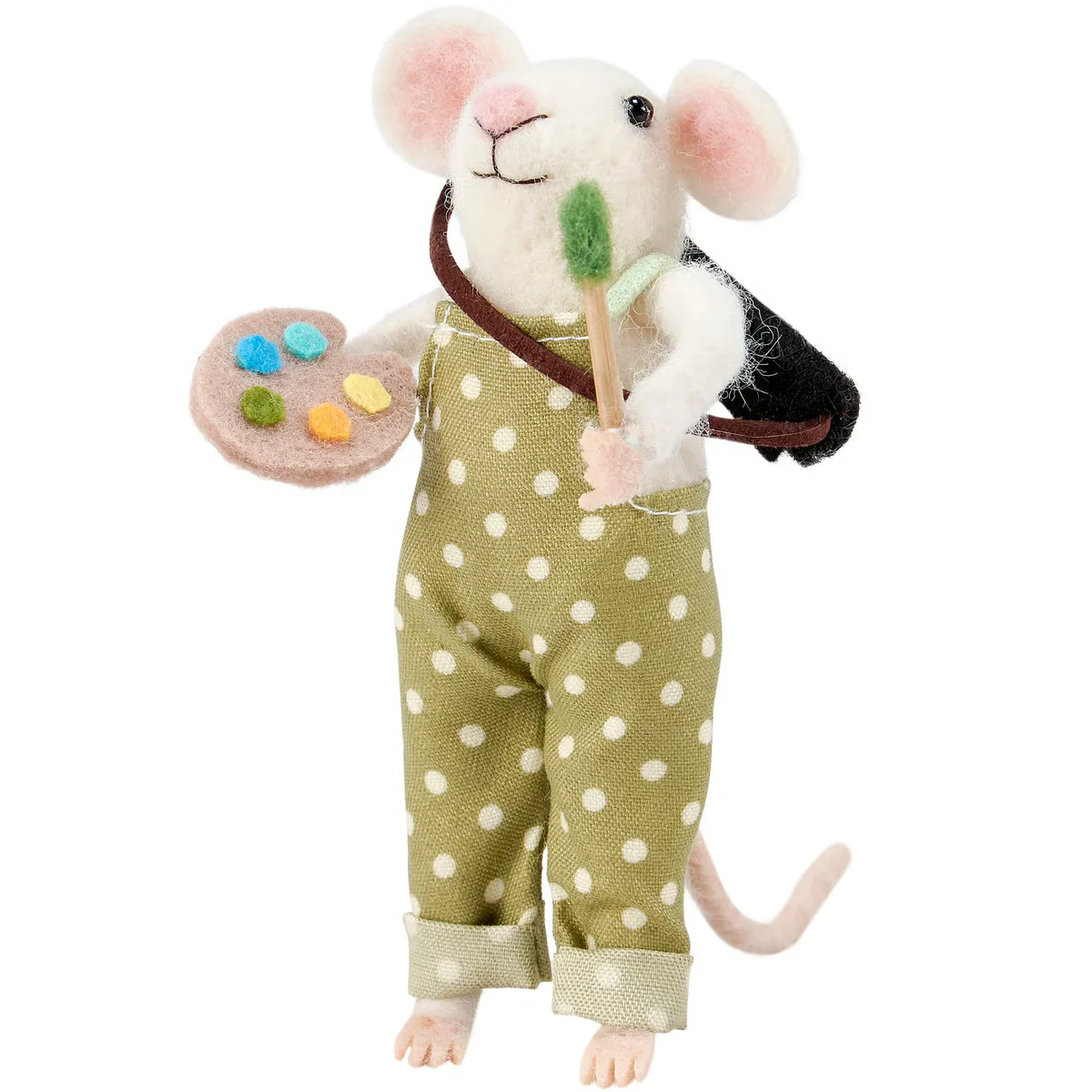 ๐ Painter Mouse in Overalls Felt Critter Figure