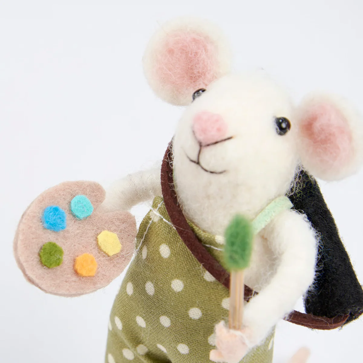 ๐ Painter Mouse in Overalls Felt Critter Figure - Image 3