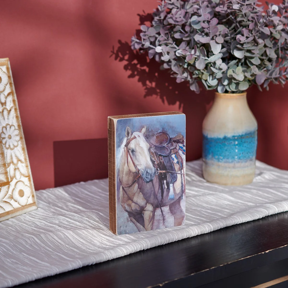 π Palomino Horse 6" Wooden Block Sign - Image 2