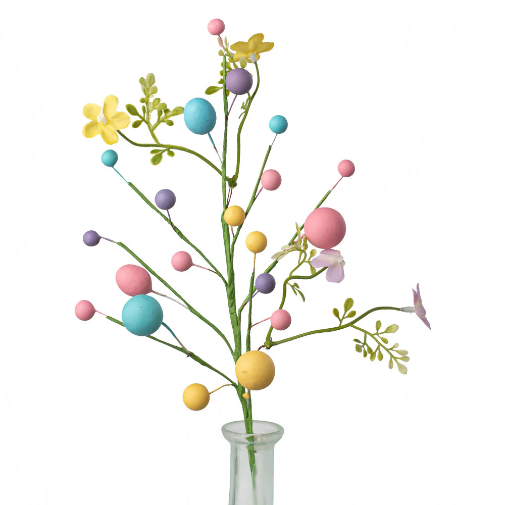 Pastel Egg Berry & Flower 13" Faux Pick