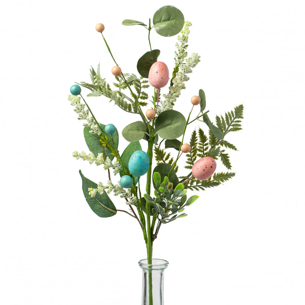 Pastel Eggs Florals and Foliage 19" Faux Floral Spray