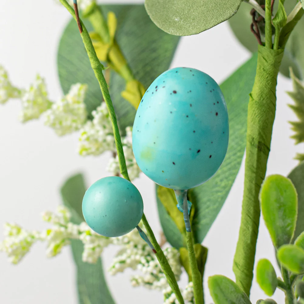 Pastel Eggs Florals and Foliage 19" Faux Floral Spray - Image 3