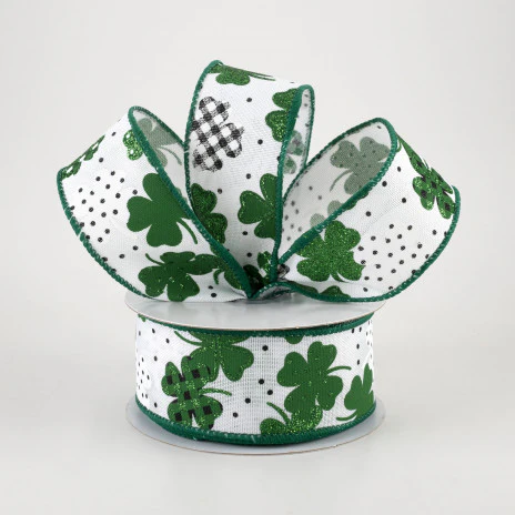 Patterned Shamrocks Ribbon 1.5" x 10 yards