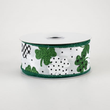 Patterned Shamrocks Ribbon 1.5" x 10 yards - Image 2