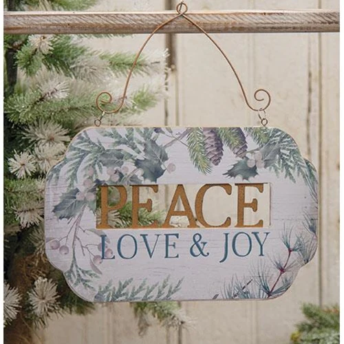 ๐ Peace Love and Joy Greenery Plaque