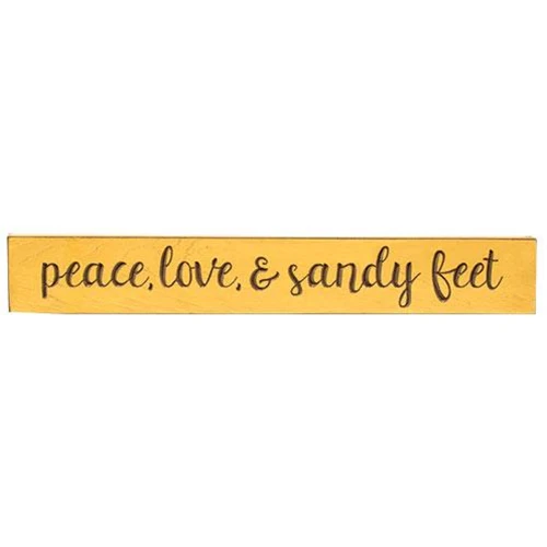 💙 DAY 11 ☀️ 14 SUNNY BEACH DAYS 🐚 Peace Love & Sandy Feet 24" Wooden Engraved Sign