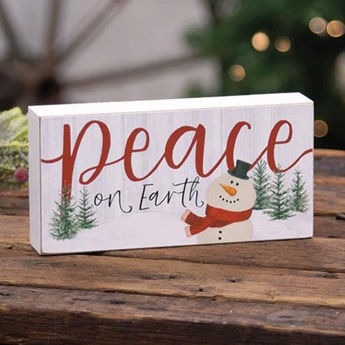 ๐ Peace On Earth Snowman Rectangle Box Sign