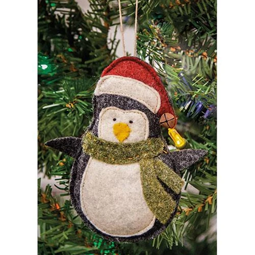 ๐ Penguin with Santa Hat & Scarf Felt Ornament