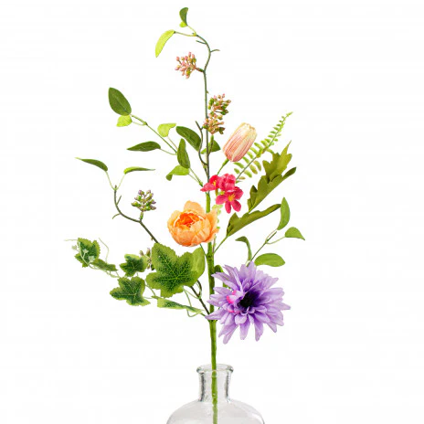 Peony and Dahlia in Orange Pink and Purple 24" Faux Floral Spray