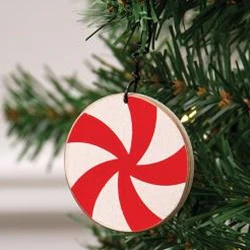 ๐ Peppermint Candy Wooden Ornament