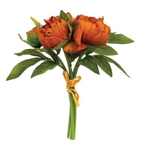 Persimmon Peonies 9.5" Faux Floral Bundle