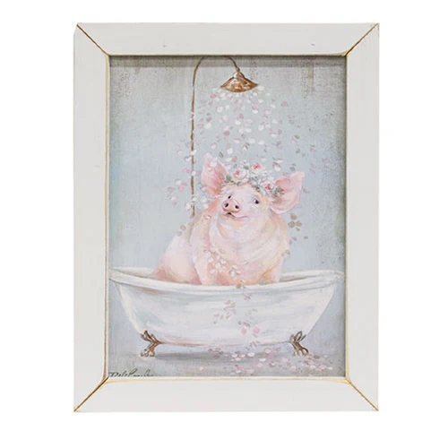 Piggy in Petals 16" Framed Print