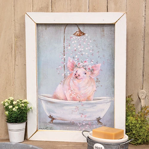 Piggy in Petals 16" Framed Print - Image 2
