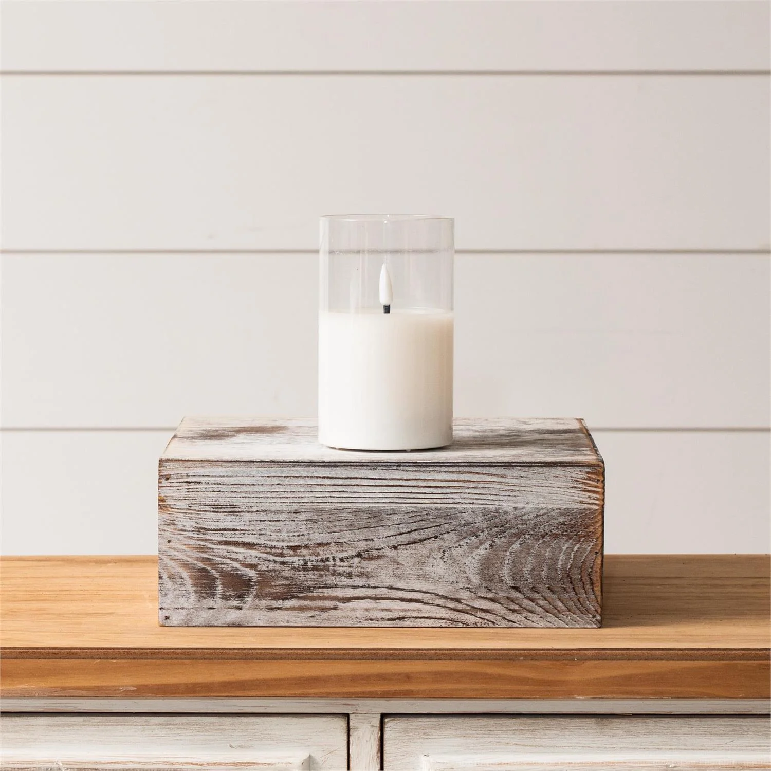 Pillar Clear Glass LED Flickering Candle 5" H - Image 2