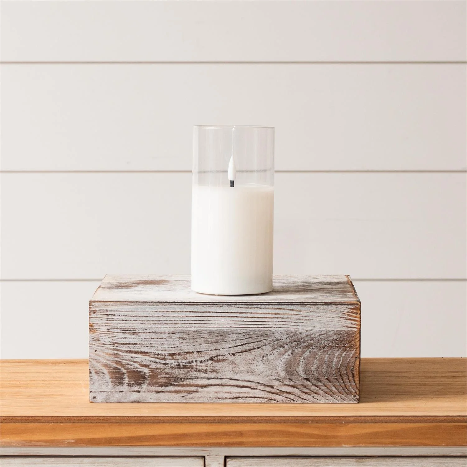 Pillar Clear Glass LED Flickering Candle 6" H - Image 2