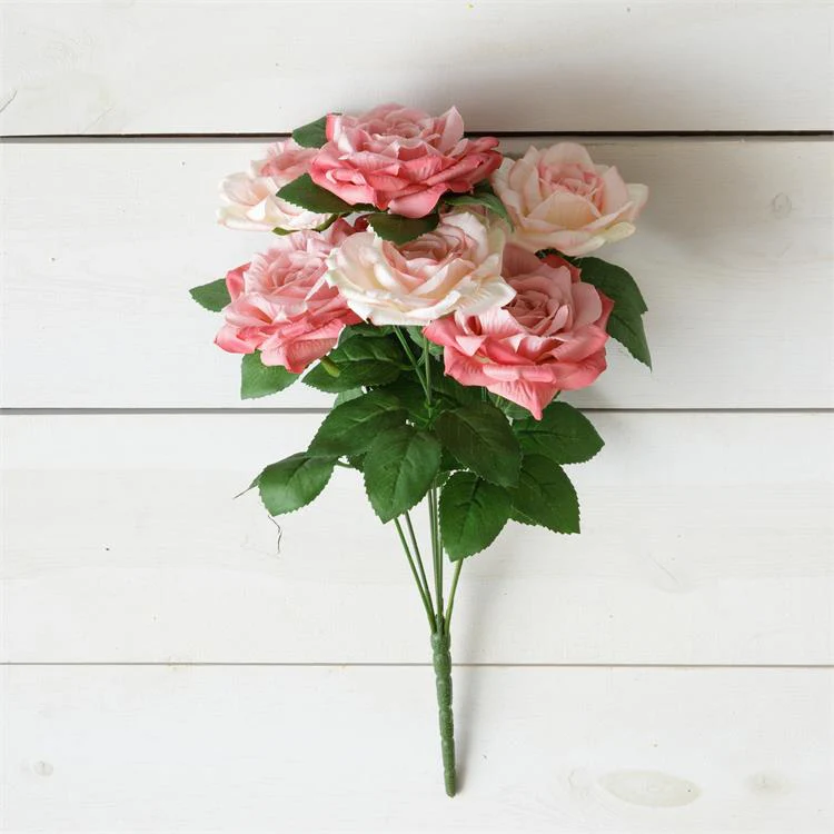 Pink and White Roses Faux Floral 16" Bunch