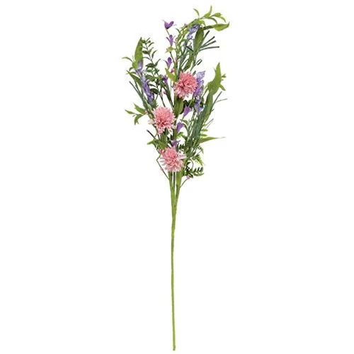 Pink Chrysanthemum & Iris 29" Faux Floral Spray - Image 2