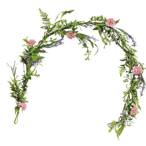 Pink Chrysanthemum & Iris 4 Ft Faux Floral Garland