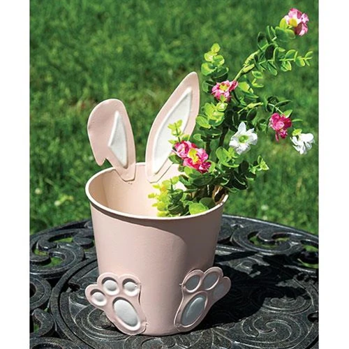 Pink Easter Bunny Metal Bucket - Image 2